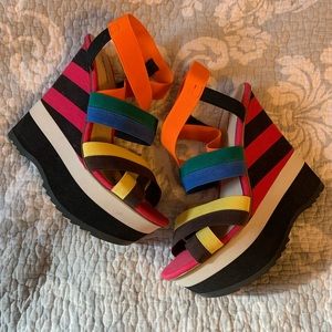 Zigisoho Multi Color Strappy Wedge Sandal